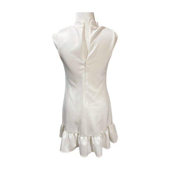 Betsey Johnson Women's Bow Tie Mini Dress Flounce Hem Ivory Size 2 - Picture 8 of 9